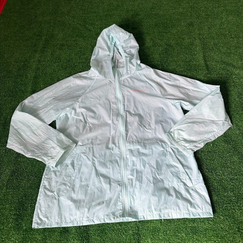 Outventure Light Green Full Zip Windbreaker Jacket Hooded Running Hiking Size L